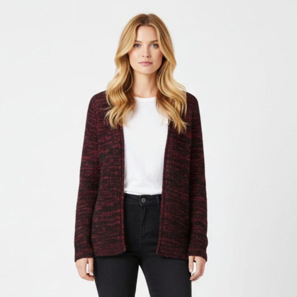 Narciso Rodriguez Design Nation Black & Red Long Sleeve Knit Open Sweater XS